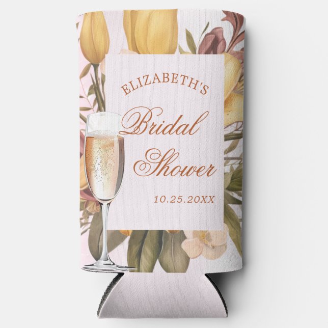 Champagne Bridal Shower Seltzer Can Cooler (Front)