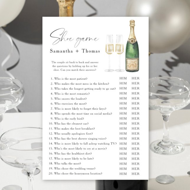 Champagne bridal shower Shoe game (Creator Uploaded)