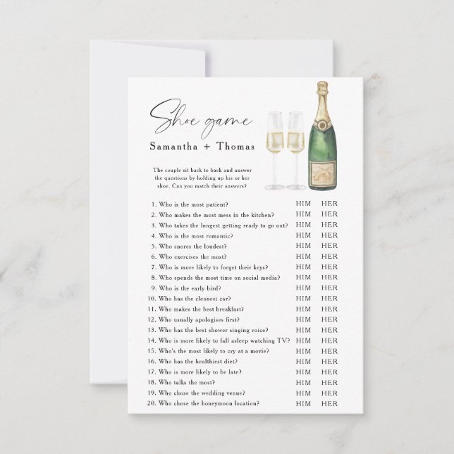 Champagne bridal shower Shoe game Invitation (Front)