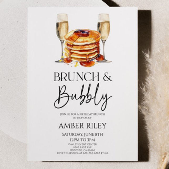 Champagne Brunch and Bubbly Birthday Party Brunch Invitation (Creator Uploaded)