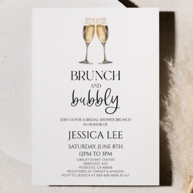 Champagne Brunch and Bubbly Bridal Shower Brunch Invitation (Creator Uploaded)