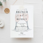 Champagne Brunch and Bubbly Bridal Shower Invitation<br><div class="desc">Watercolor Rose Champagne Toasting Glasses Bridal Shower Invitation. Brunch and Bubbly Invitation.
Design features an elegant watercolor leaves frame with a modern style text layout. To make advanced changes,  please select "Click to customise further" option under Personalise this template.</div>