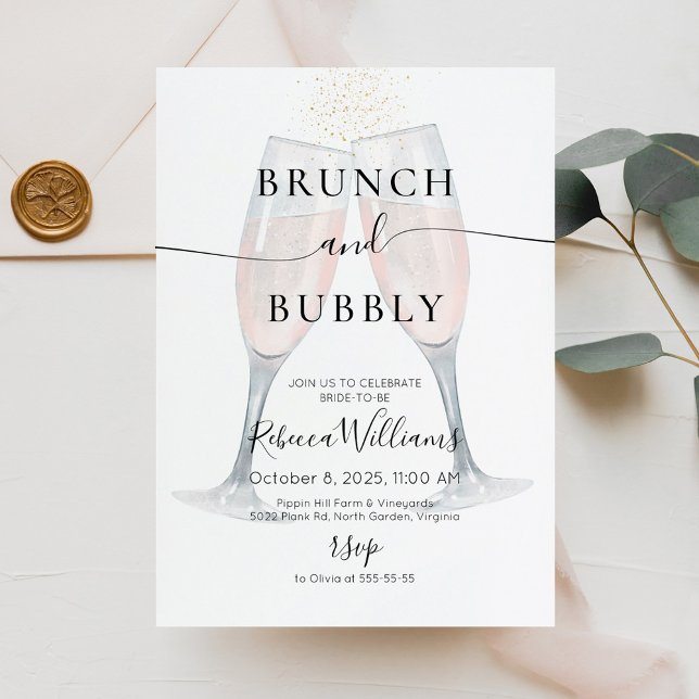 Champagne Brunch and Bubbly Bridal Shower Invitation (Creator Uploaded)