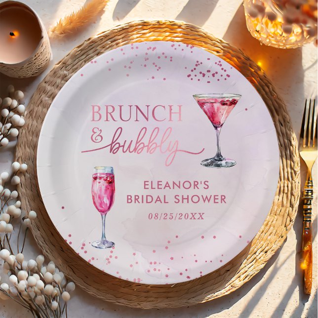 Champagne Brunch and Bubbly Bridal Shower Paper Plate (Creator Uploaded)