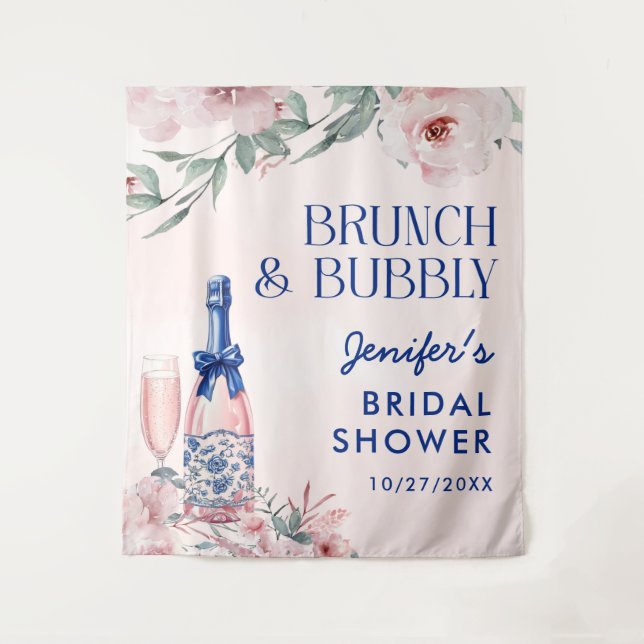 Champagne Brunch and Bubbly Bridal Shower Tapestry (Front)