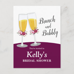 Champagne  Brunch and Bubbly cheers birthday Invitation Postcard