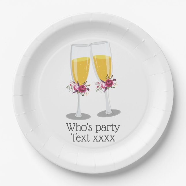 Champagne  Brunch and Bubbly cheers birthday Paper Plate (Front)
