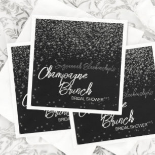 Champagne Brunch Bridal Shower Silver Bokeh Napkin