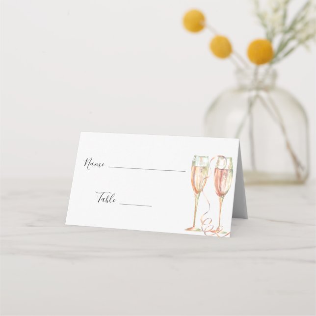 Champagne Brunch & Bubbly Bridal Shower Place Card (Front)