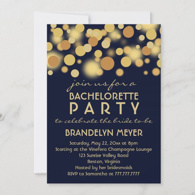 Champagne Bubbles Bachelorette Party Invitations (Front)