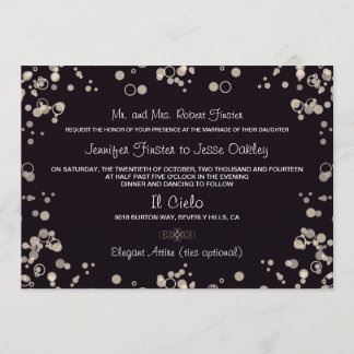 Champagne Bubbles - Black and Ivory Invitation