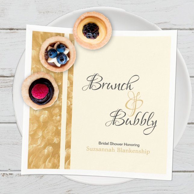 Champagne Bubbles Brunch Bubbly Bridal Shower Napkin (Creator Uploaded)