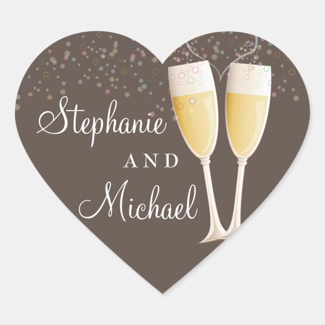 Champagne & Bubbles Celebration Couple Sticker (Front)