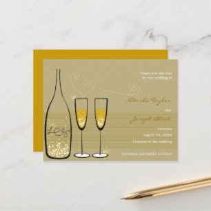 Champagne Bubbles Celebration Save The Date Announcement Postcard