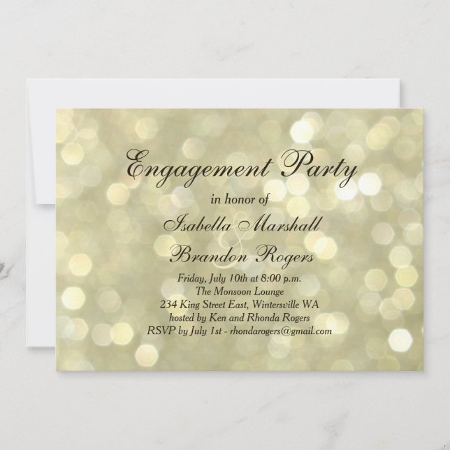 Champagne Bubbles Engagement Party Invitation (Front)