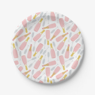 Champagne & Bubbles Pink Paper Plates