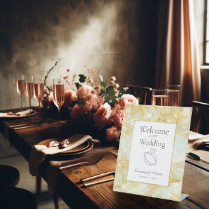 Champagne Burst Crystal Wedding Pedestal Sign