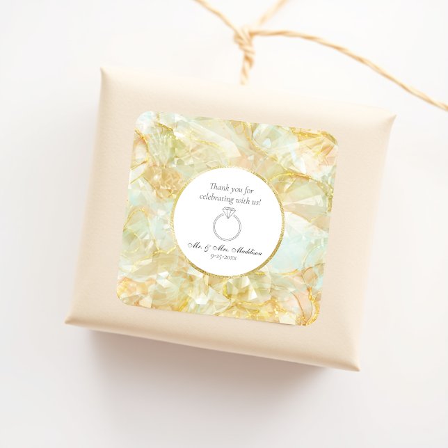 Champagne Burst Crystal Wedding Square Sticker (Creator Uploaded)