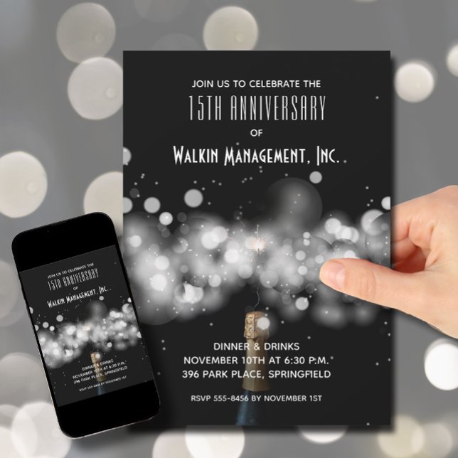Champagne Business Anniversary Invitation (Creator Uploaded)