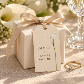 Champagne Calla Lily Wedding Favour Gift Tag
