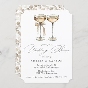 Champagne Calligraphy Elegant Wedding Shower Invitation