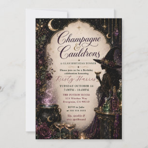 Champagne & Cauldrons Glam Birthday Dinner Invitation