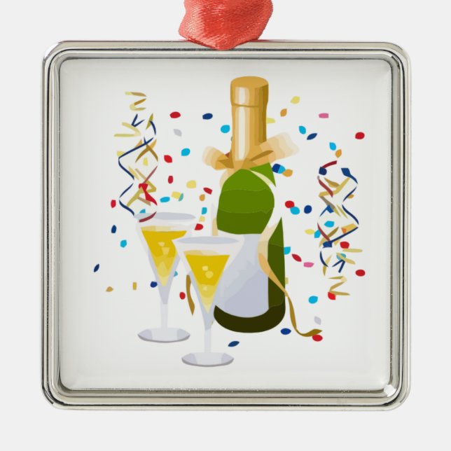Champagne Celebration Metal Tree Decoration (Front)