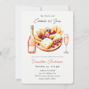 Champagne & Charcuterie 40th Birthday Sip, Snack Invitation