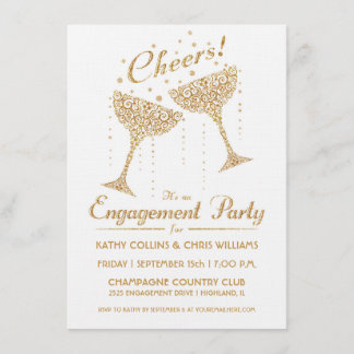 Champagne Cheer Engagement Invitation II