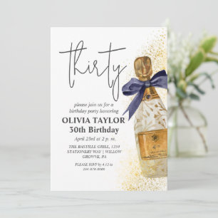 Champagne Chic Script  Modern 30th Birthday Party Invitation