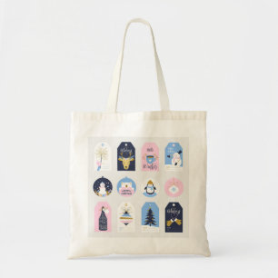 Champagne Christmas Cute Deer Fireworks Gift Tote Bag
