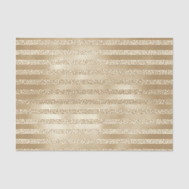 Champagne Christmas: Glittery Gold Stripes  Tissue Paper (Front)