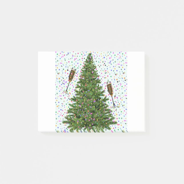 champagne christmas tree post-it notes (Front)