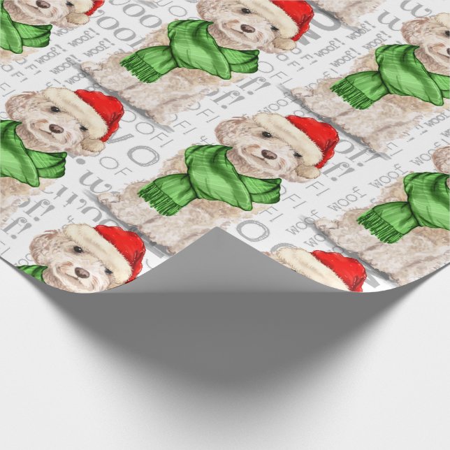 Champagne Cockapoo Christmas Holida Wrapping Paper (Corner)
