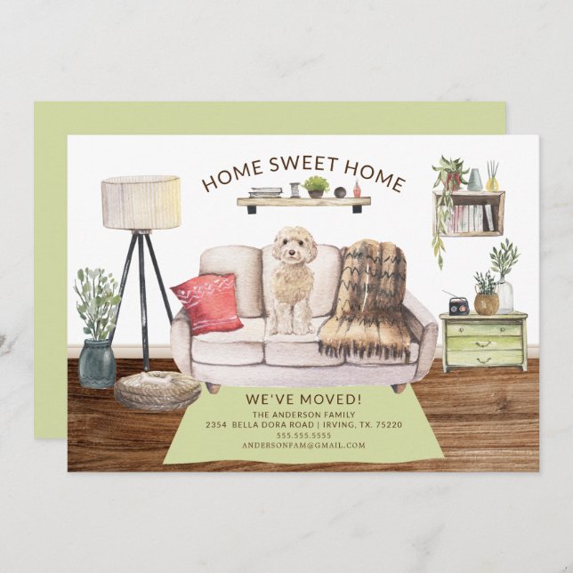 champagne cockapoo Dog Moving Announcement (Front/Back)