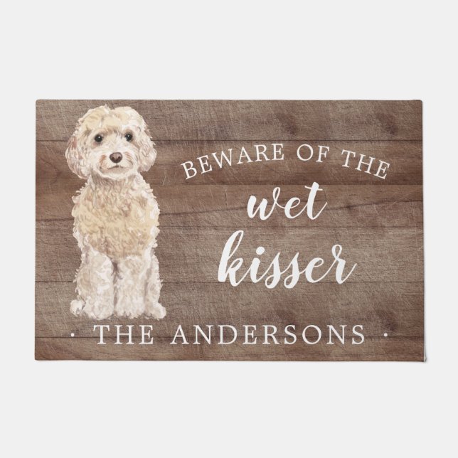 Champagne Cockapoo Dog Personalised Door Mat (Front)