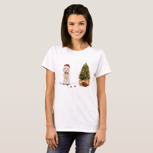 Champagne Cockapoo Funny Christmas Dog with Tree T-Shirt