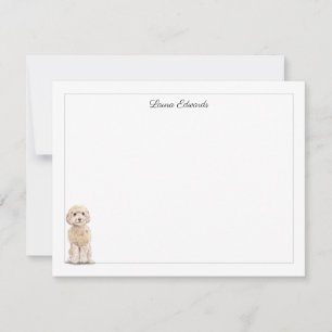 Champagne Cockapoo Grey Border Personalised Card