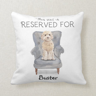 Champagne Cockapoo Reserved for Dog's Name Cushion