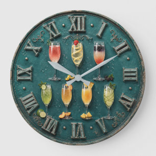 Champagne Cocktail Home Bar Decor Large Clock