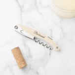 Champagne Colour Personalised Wedding Bridesmaid Corkscrew<br><div class="desc">Trendy champagne colour wine corkscrew opener for your wedding bridesmaid along with her name on back and printed in black,  stylised script. Personalise corkscrew by replacing name with your bridesmaid name. Available in many,  popular bridesmaid wedding colour schemes.</div>