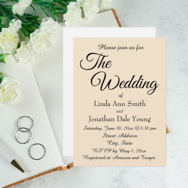 Champagne Colour Simple Style Wedding Invitation (In Situ Wedding)