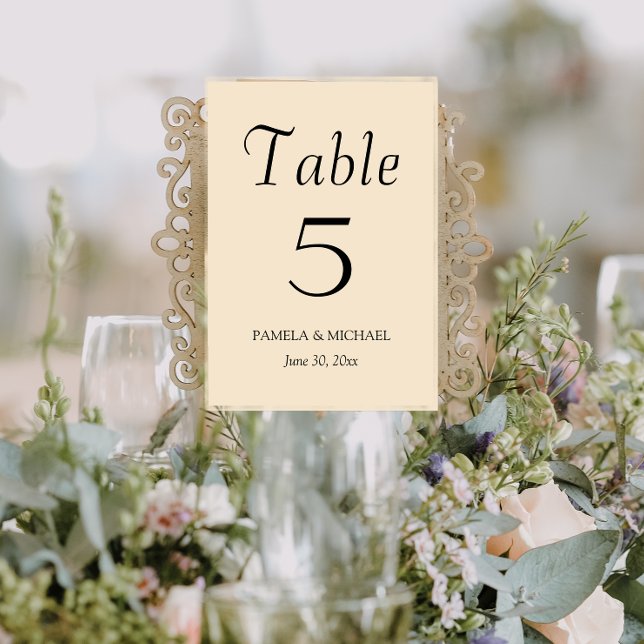 Champagne Colour Simple Style Wedding Table Number (In Situ Wedding)