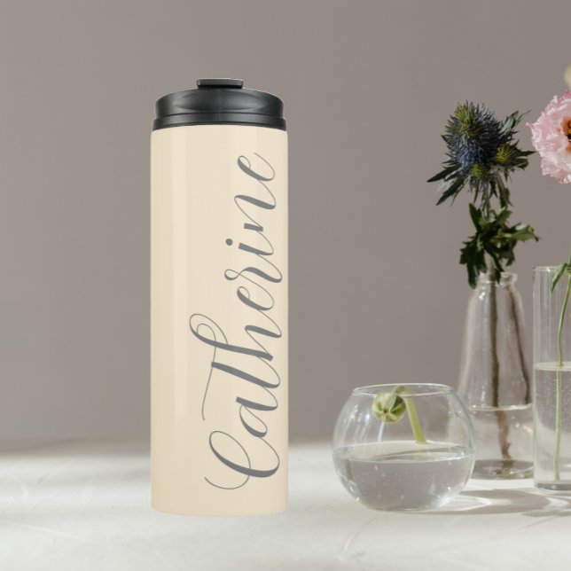 Champagne Colour Stylised Script Wedding Bridesmai Thermal Tumbler (In Situ)