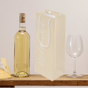 Champagne Colour Stylised Script Wedding Bridesmai Wine Gift Bag