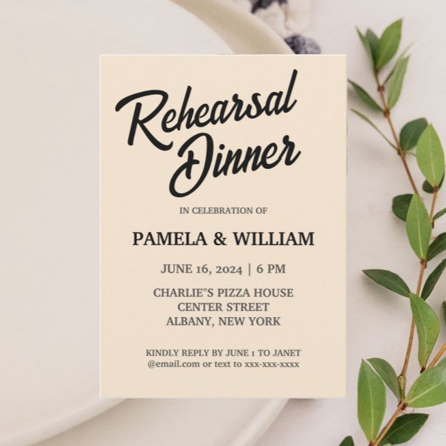 Champagne Colour Wedding Rehearsal Dinner Invitation (In Situ Wedding)