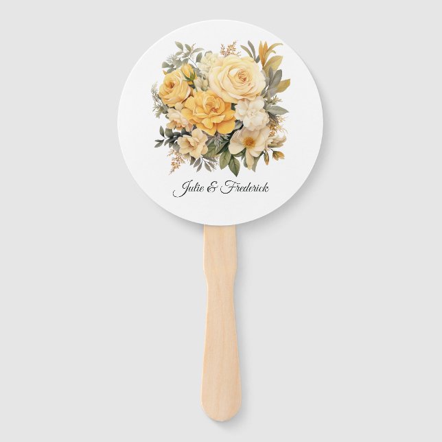 Champagne Coloured Floral Wedding Hand Fan (Front)