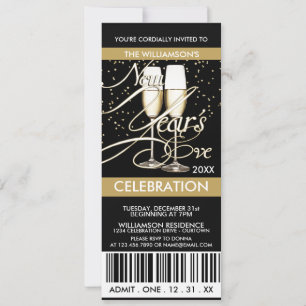 Champagne/Confetti New Years Eve Invitations