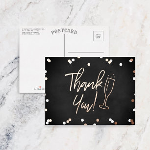 Champagne Confetti Wedding Thank You Real Foil Invitation Postcard