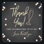 Champagne Confetti Wedding Thank You Square Sticker<br><div class="desc">Celebrate in style with these modern and very trendy wedding,  bridal shower or birthday thank you stickers. This design is easy to personalise with your special event wording and your guests will be thrilled when they receive these fabulous stickers.</div>